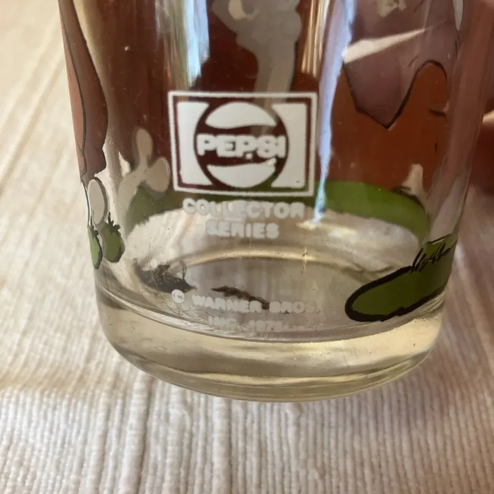 WARNER BROS 1976 Pepsi Collector Glass TWEETY SYLVESTER MARC ANTHONY 6-1/4